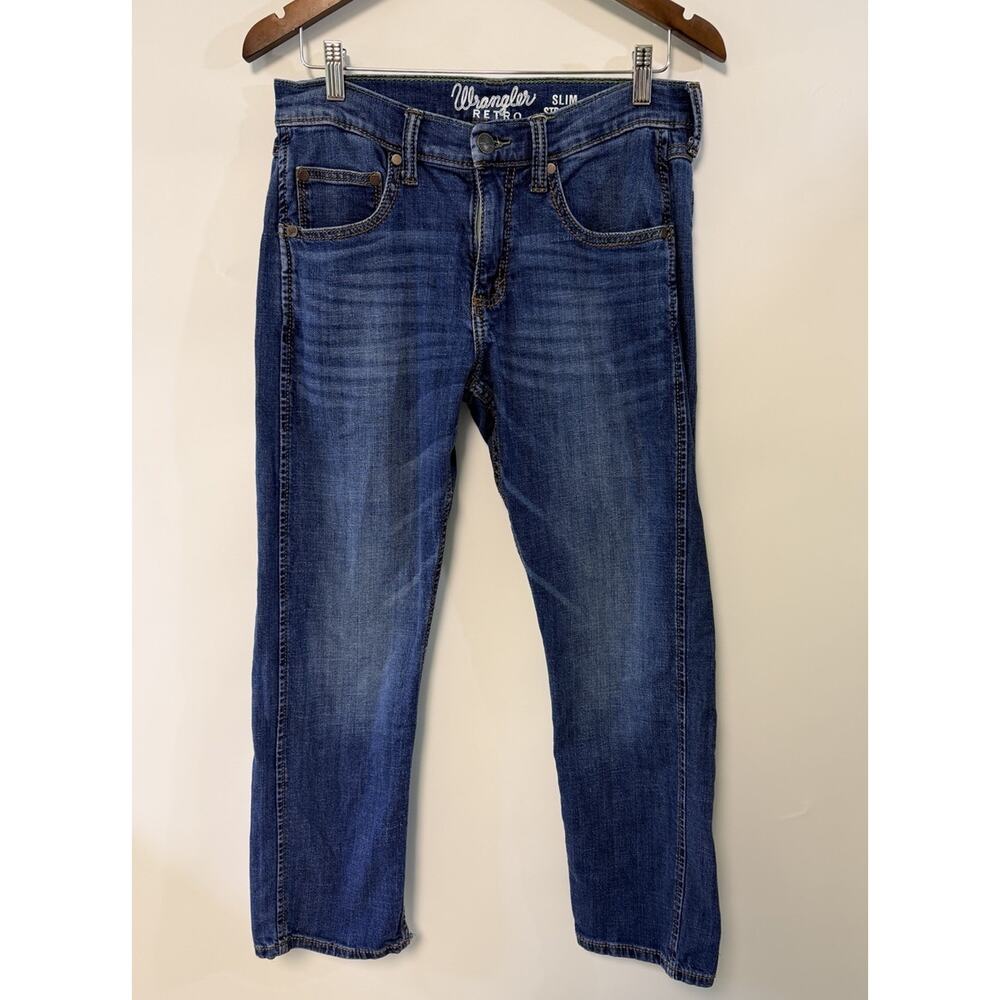 Wrangler‎ Men Retro Slim Straight Cowboy Blue Jeans 31x 30Western Farm Work Wear